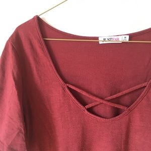 Just Fab Burgundy Tee